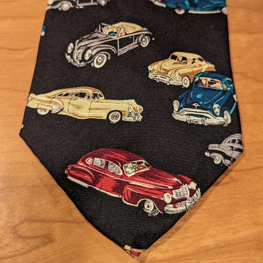 Vintage Retro red blue and yellow car tie by ECHO
